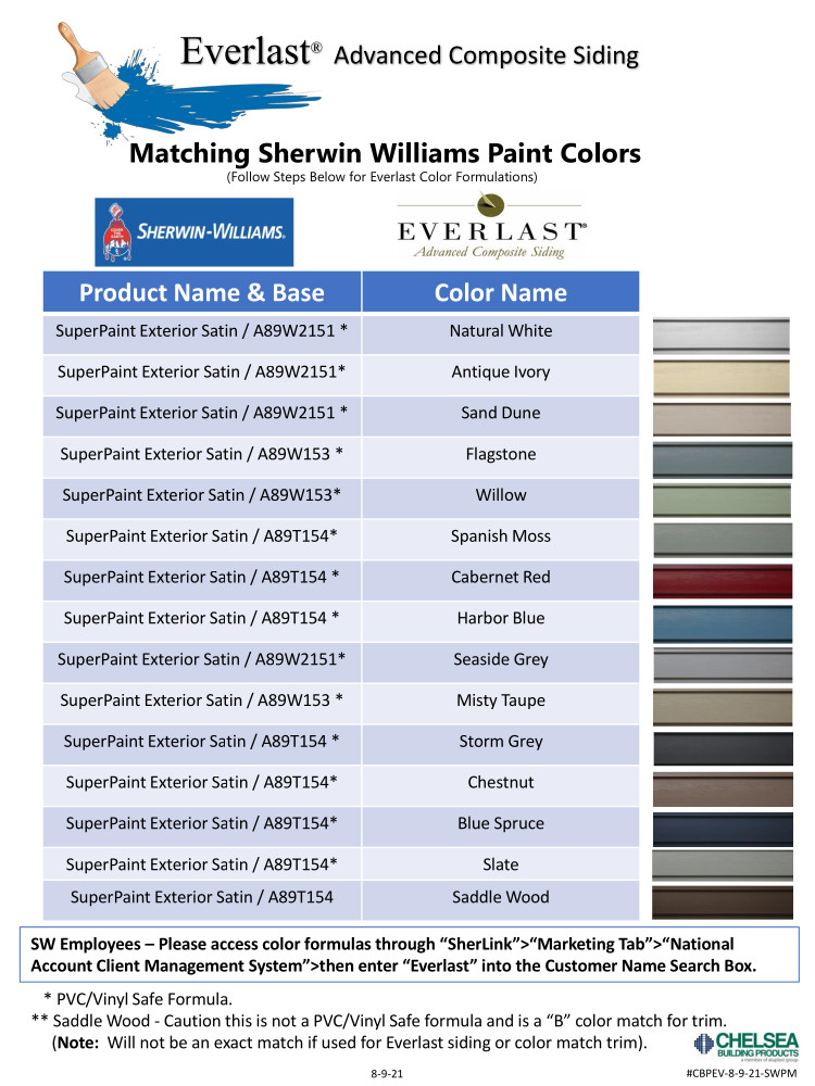 Everlast Siding Color Chart